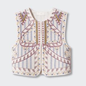 Mango Quilted Embroidered Vest